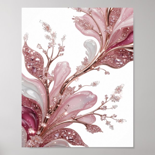 AFFICHE ILLUSTRATION 3D D'UN DESIGN FLORAL LUXUEUX AVEC (Devant)