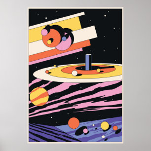 Affiche Illustration Abstraite de l'espace psychédélique,