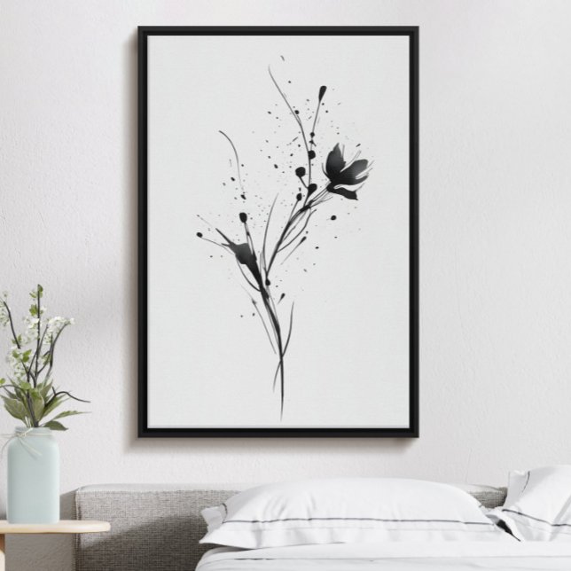 Affiche illustration Abstraite minimaliste de fleur d'encr (Créateur téléchargé)