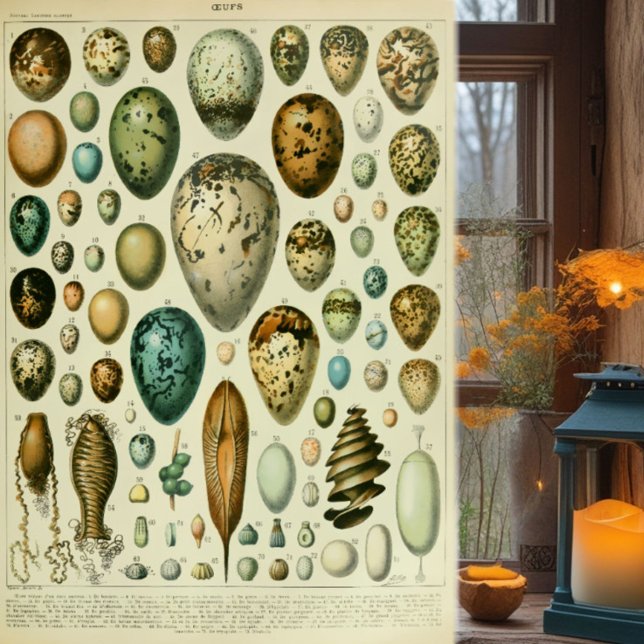 Affiche Illustration antique d'histoire naturelle des œufs (Créateur téléchargé)