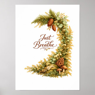 Affiche Illustration aquarelle de forêt "Juste respirez"