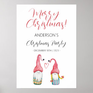 Affiche Illustration aquarelle de gnome mignon amoureux