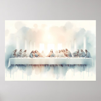 Affiche Illustration aquarelle de la Cène