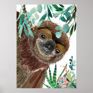 Affiche Illustration aquarelle de Sloth