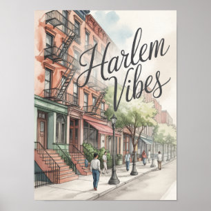 Affiche Illustration aquarelle Harlem Vibes