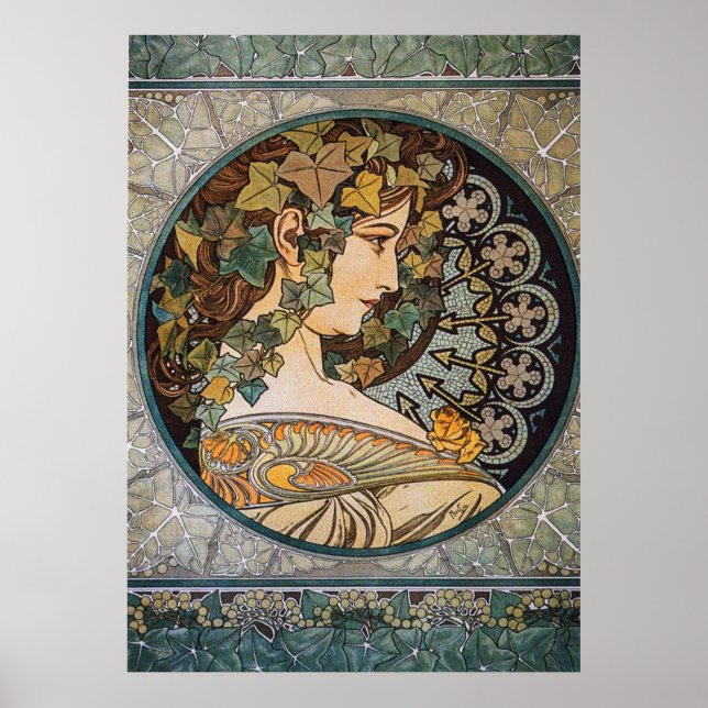 Affiche Illustration Art nouveau par Alphonse Mucha (Devant)