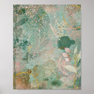 Affiche Illustration Art Vintage Citation Florale Aquarell