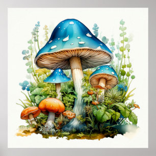 Affiche Illustration artistique de champignons psychédéliq
