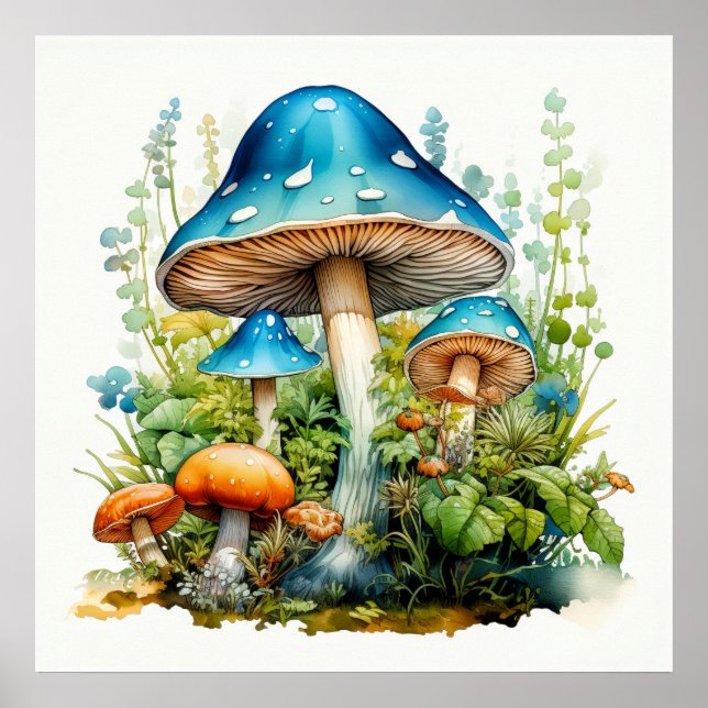 Affiche Illustration artistique de champignons psychédéliq (Devant)