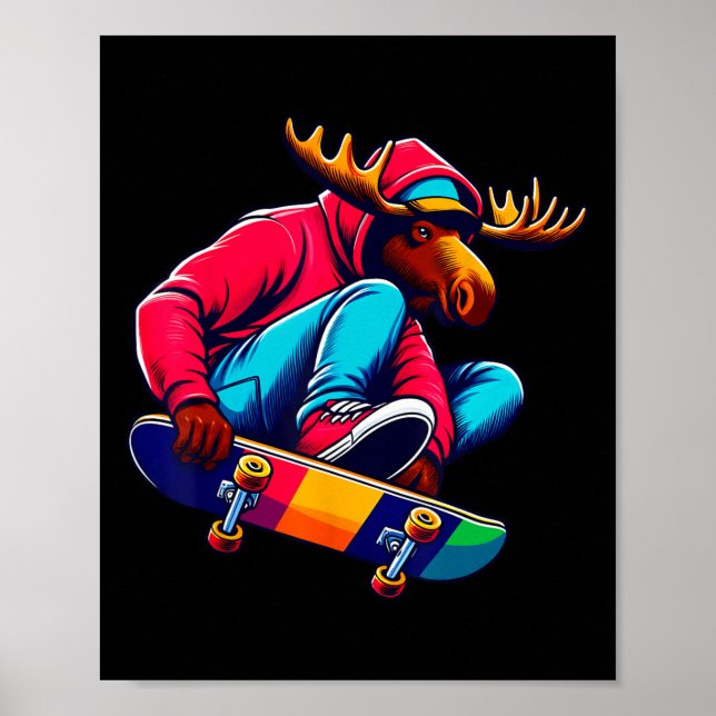 Affiche Illustration artistique de cool funky moose en ska (Devant)