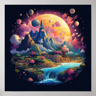 Affiche Illustration artistique de la planète Terre pour K