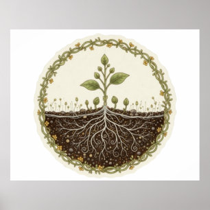 Affiche Illustration artistique de plante botanique avec r