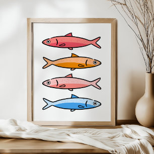 Affiche Illustration artistique de sardine côtière méditer