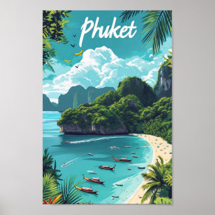Affiche Illustration artistique de voyage à Phuket Thaïlan