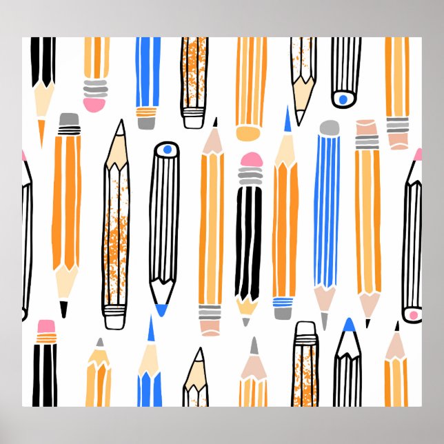 Affiche Illustration au crayon de l'école tirée à la main (Devant)