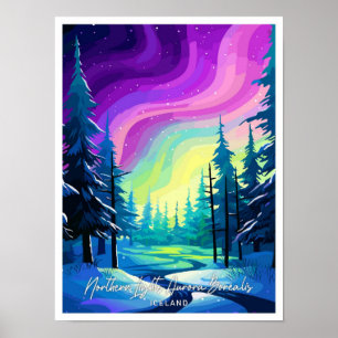 Affiche Illustration aurora boréale Northern Lights