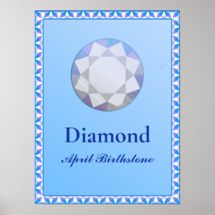 Affiche Illustration Birthstone pour avril - Diamond