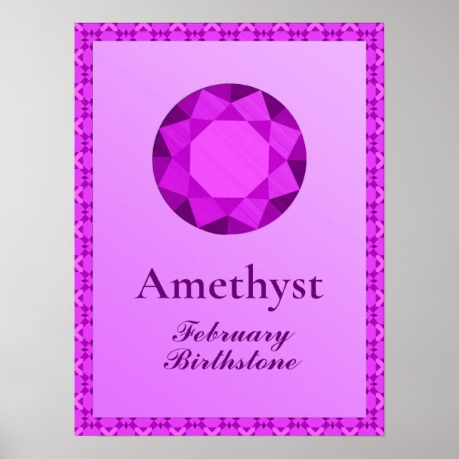 Affiche Illustration Birthstone pour Février - Amethyst (Devant)