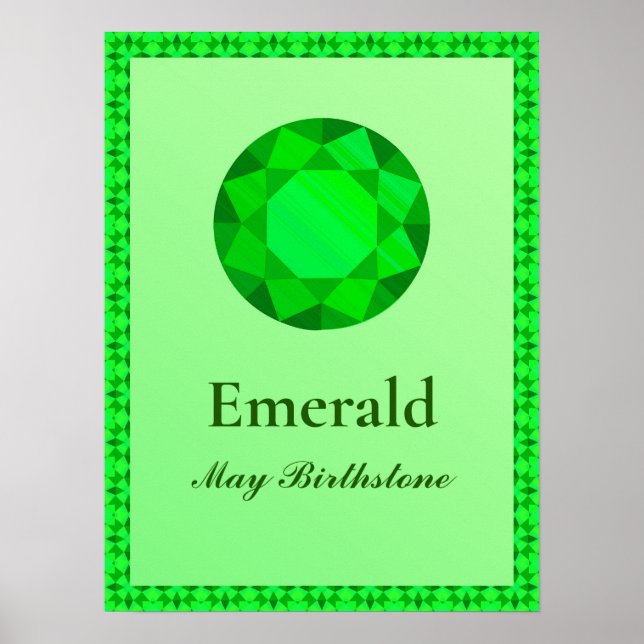 Affiche Illustration Birthstone pour mai - Emerald (Devant)
