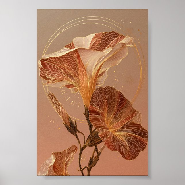 Affiche Illustration botanique du lys calla orange brûlé (Devant)