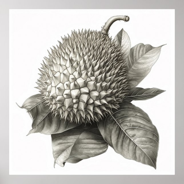 Affiche Illustration botanique d'un fruit durian (Devant)