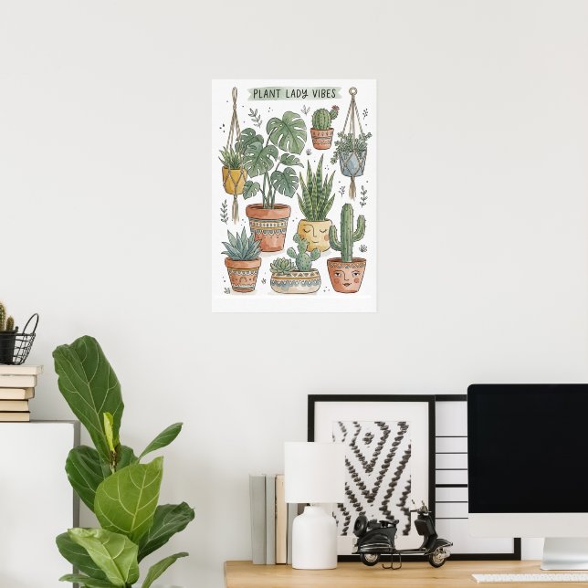 Affiche Illustration botanique sur toile, Cadeau pour amat (Bureau à domicile)