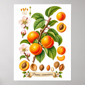 Affiche Illustration Botanique Vintage d'Abricot