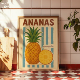 Affiche Illustration botanique vintage de l'ananas sur toi