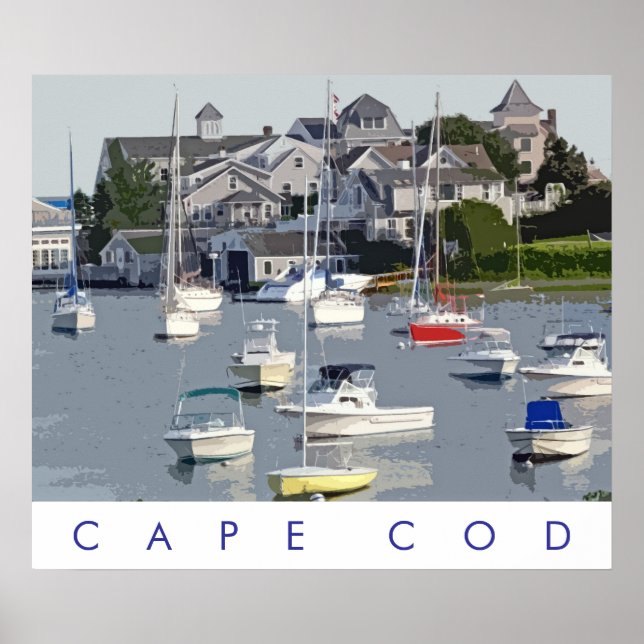 Affiche Illustration Cape Cod Harbour (Devant)