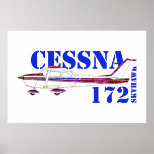 Affiche Illustration Cessna 172 Skyhawk Texte Gras Design