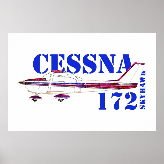 Affiche Illustration Cessna 172 Skyhawk Texte Gras Design (Devant)