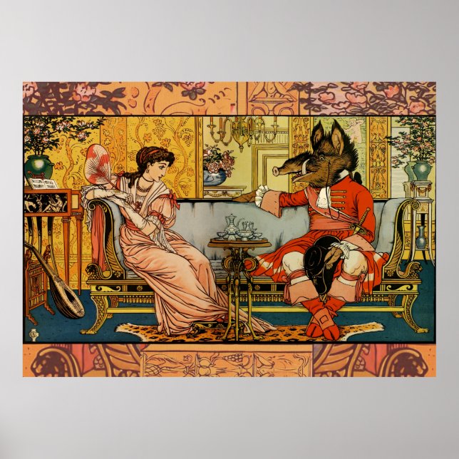 Affiche Illustration classique de La Belle et la Bête (Devant)