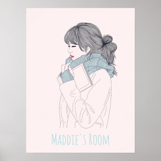 Affiche Illustration cool de la fille avec foulard (Devant)