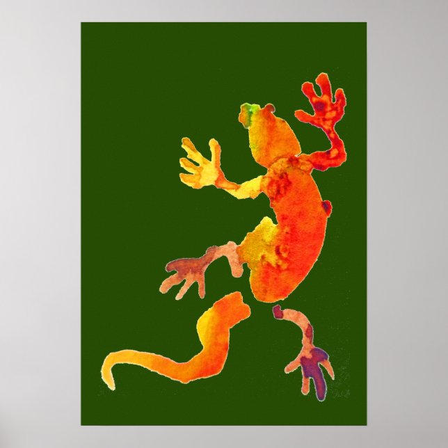 Affiche Illustration couleur écoécologique gecko éco-coule (Devant)