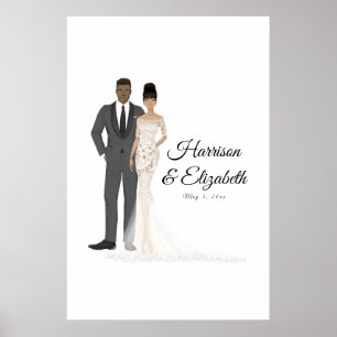 Affiche Illustration Couple Mariage Guest Book Alternative