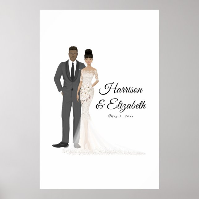 Affiche Illustration Couple Mariage Guest Book Alternative (Devant)