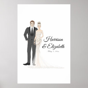Affiche Illustration Couple Mariage Guest Book Alternative