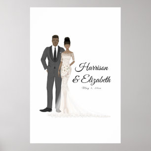 Affiche Illustration Couple Mariage Guest Book Alternative