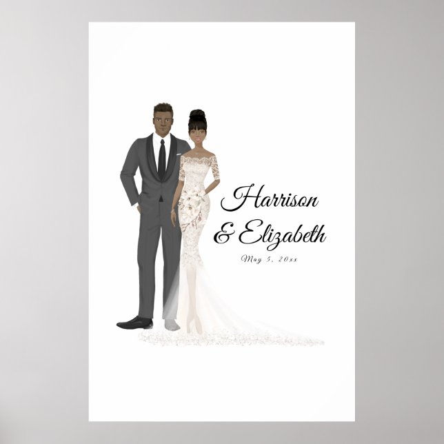 Affiche Illustration Couple Mariage Guest Book Alternative (Devant)