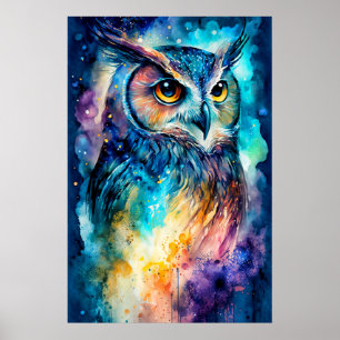 Affiche Illustration créative de hibou perché
