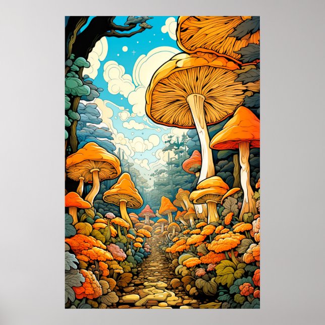 Affiche Illustration créative de la forêt de champignons A (Devant)