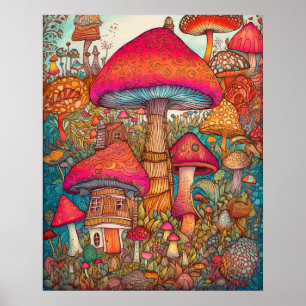 Affiche Illustration Créative Rétro Psychedélique de Champ