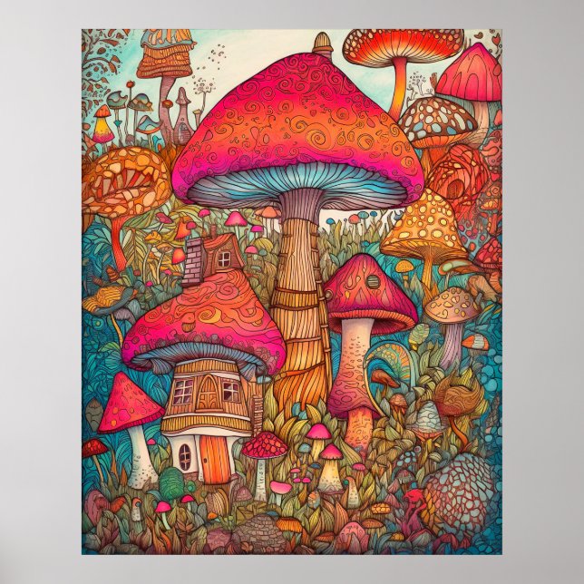 Affiche Illustration Créative Rétro Psychedélique de Champ (Devant)