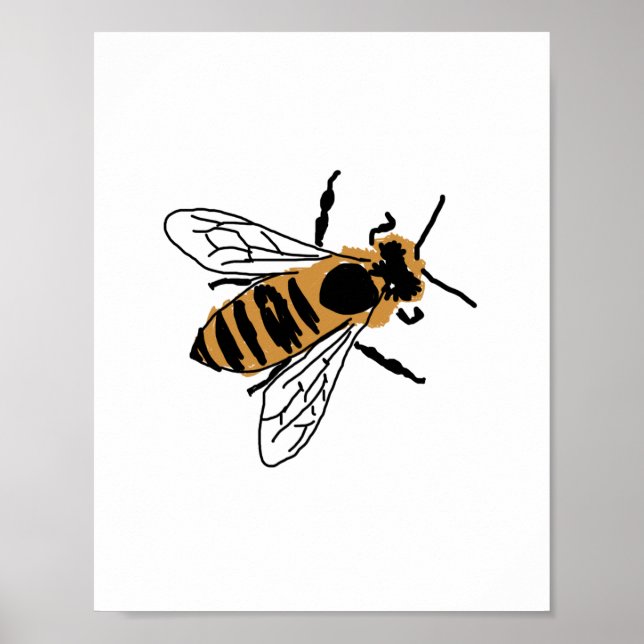 Affiche Illustration d'abeille à miel Peinture d'abeille A (Devant)
