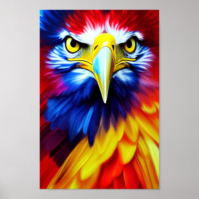 Affiche Illustration d'aigle unique Art multicolore (Devant)