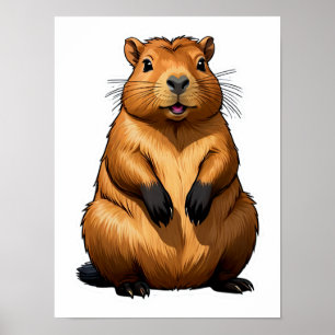 Affiche Illustration d'animal de rongeur de Capybara migno