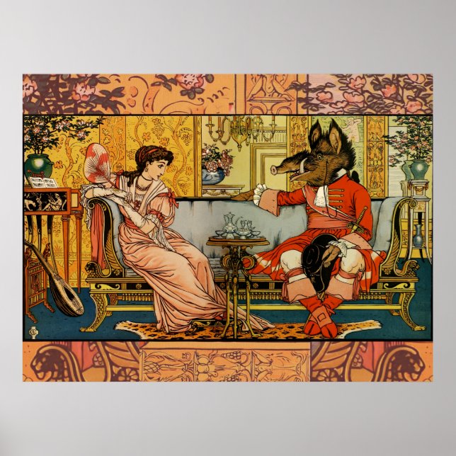 Affiche Illustration d'art classique de La Belle et la Bêt (Devant)
