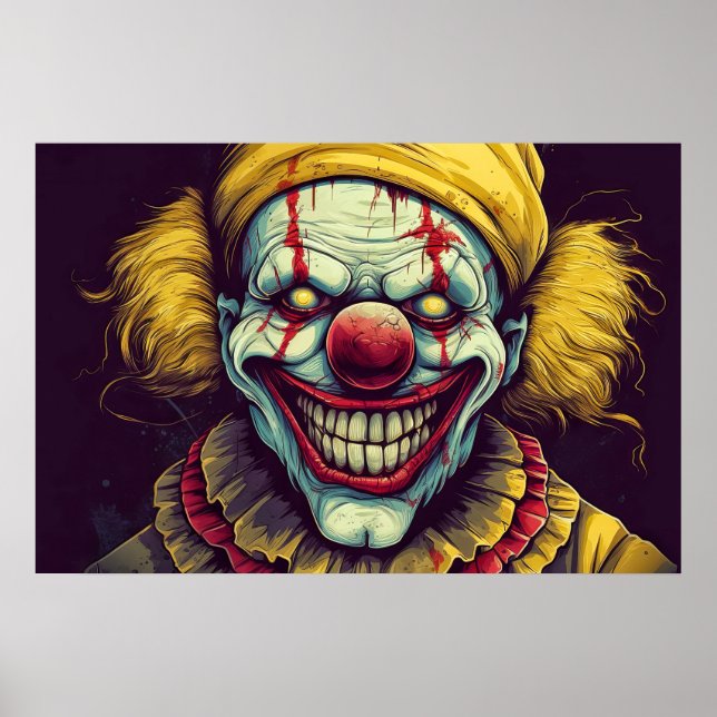 Affiche Illustration d'art de clown de carnaval sinistre (Devant)