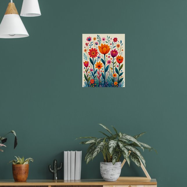 Affiche Illustration d'art de fleurs colorées, (Salon 1)