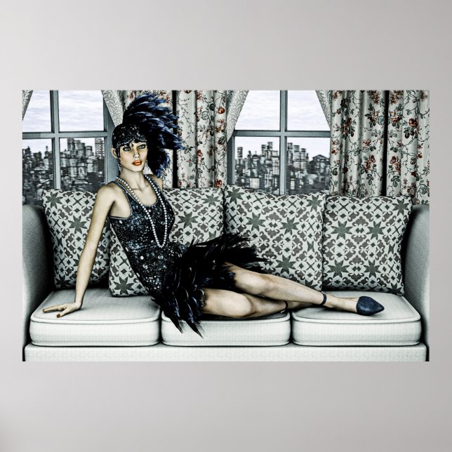 Affiche Illustration d'art de la mode Flapper des Années F (Devant)